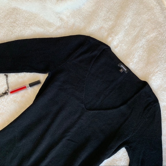 ☀️sale! {EXPRESS} Black 3/4 Sleeve Sweater Dress - Picture 4 of 6